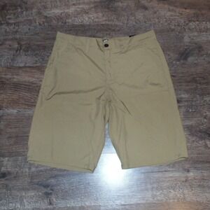 Tony Hawk Flat Front Shorts Mens 33 Khaki Tan New Solid Poly Viscose Skate